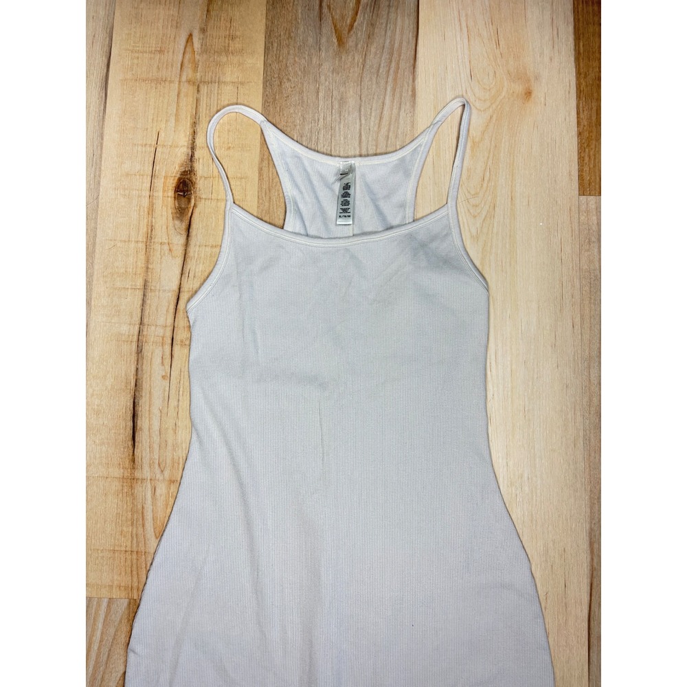 SKIMS Cotton Rib Long Tank Dress Bone Beige Racerback Maxi XL - Picture 10 of 11